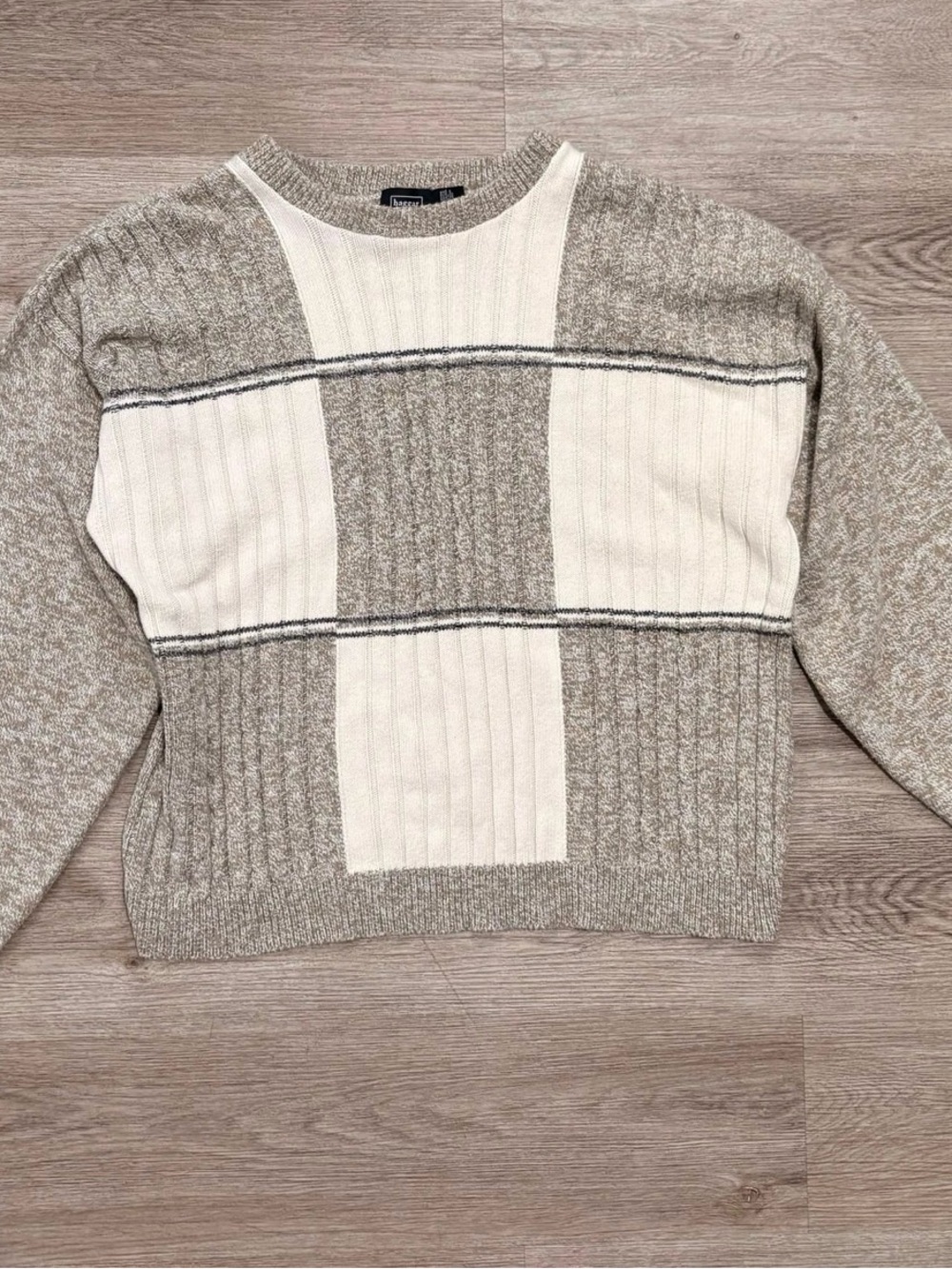 Vintage Haggar Brown striped ribbed knit Size XL sweater 90s